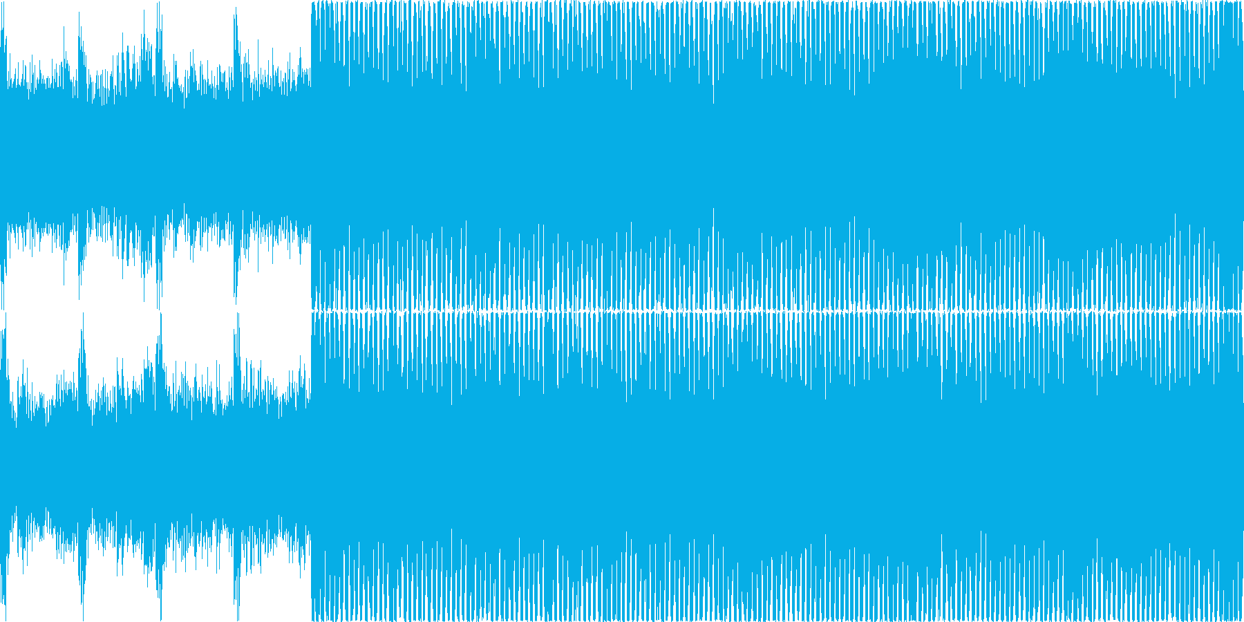 何かが始まりそうな感じの4つ打ちループの再生済みの波形