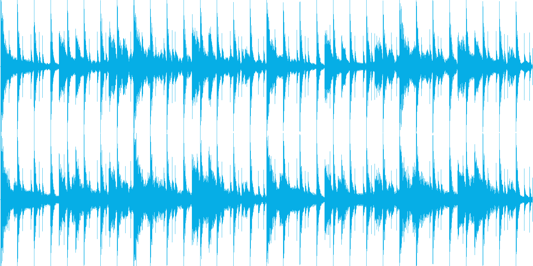 ハウス風のリズムを基調としたループ楽曲…の再生済みの波形