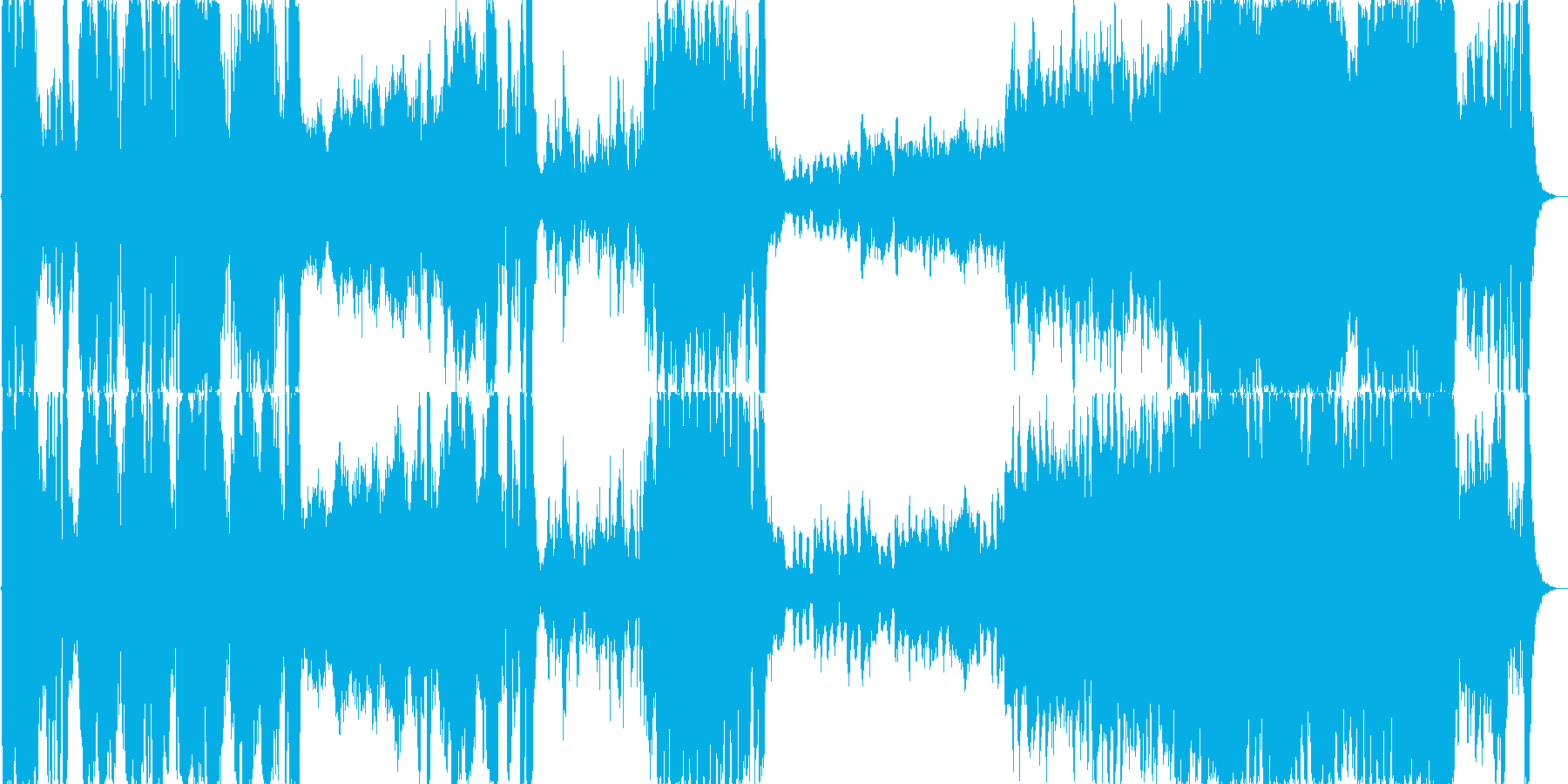 活発で明るい行進曲風のオーケストラの再生済みの波形