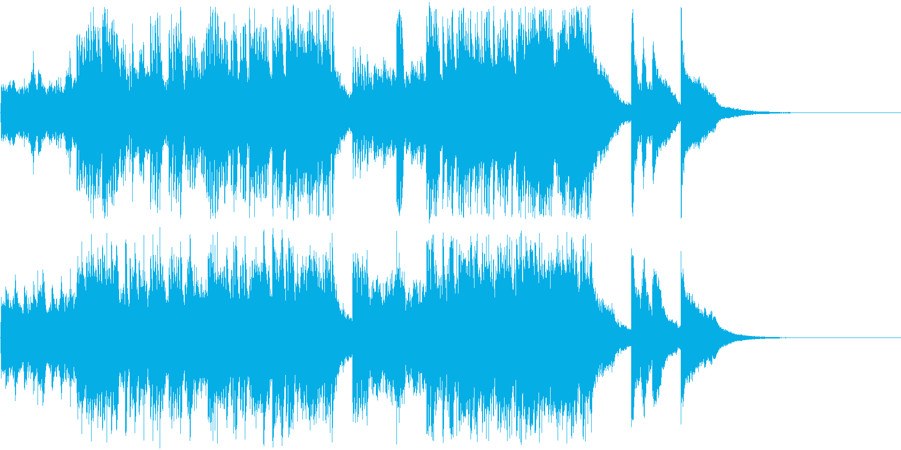 テンポ感のある現代音楽調のピアノ曲の再生済みの波形